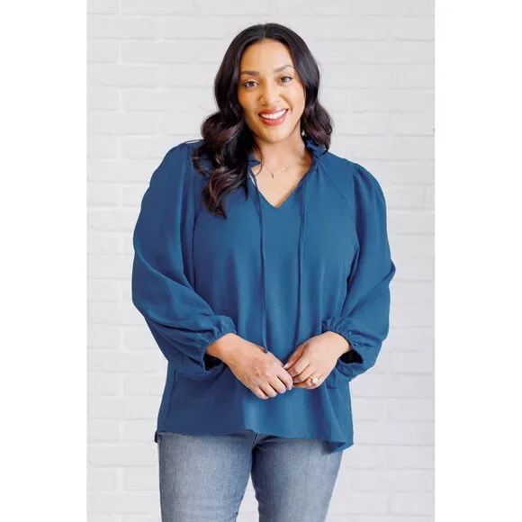 We Believe Keyhole Tie Detail Blouse - Picture 2 of 13